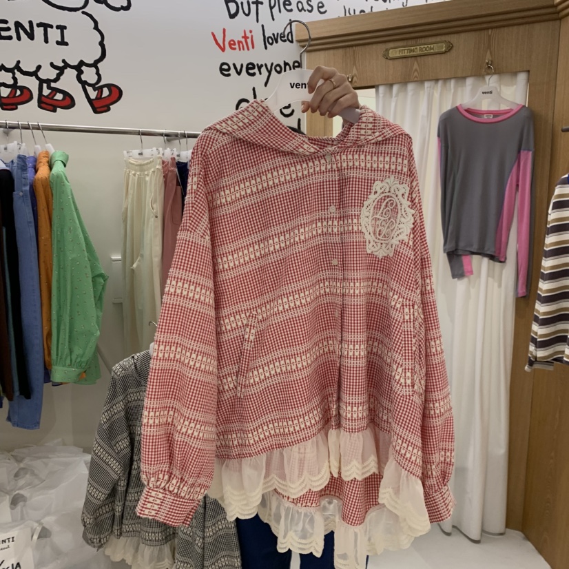 VENTI東大門直郵女裝新款休閑熱賣時尚人氣襯衫蕾絲衫連帽衫VENTI襯衫/蕾絲衫圖色2