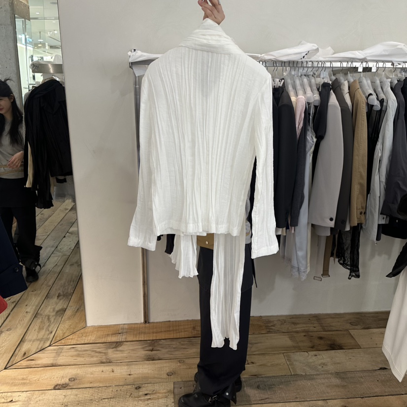 CREAM VILLA東大門代購女士新品26春夏襯衫蕾絲衫不含圍巾褶皺CREAMVILLA襯衫/蕾絲衫