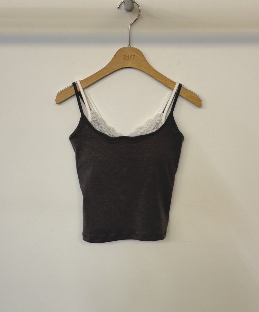 TWENTY FOUR SEVEN24-7東大門實拍女士新品休閑吊帶背心蕾絲TEWNTY FOUR SEVEN24-7吊帶/背心圖色3墨色