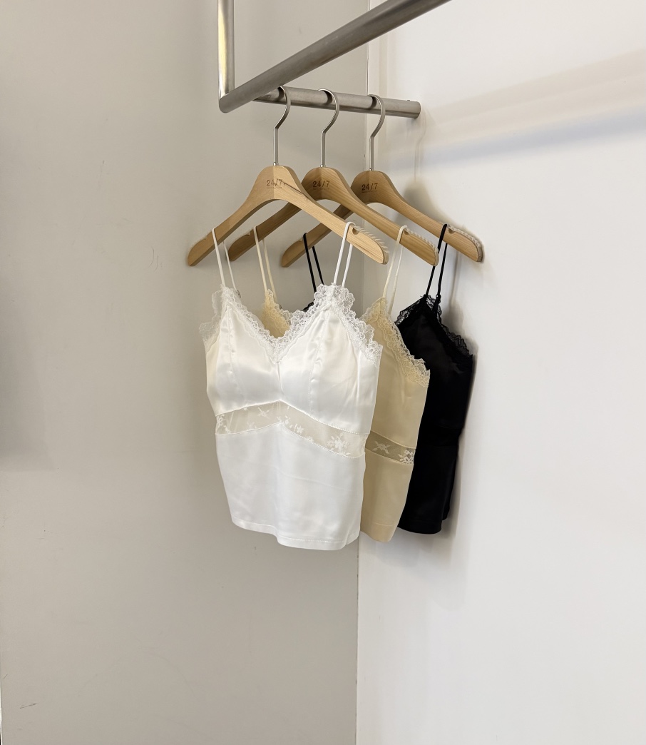 TWENTY FOUR SEVEN24-7韓國代購女裝新品推薦吊帶背心蕾絲緞面TEWNTY FOUR SEVEN24-7吊帶/背心