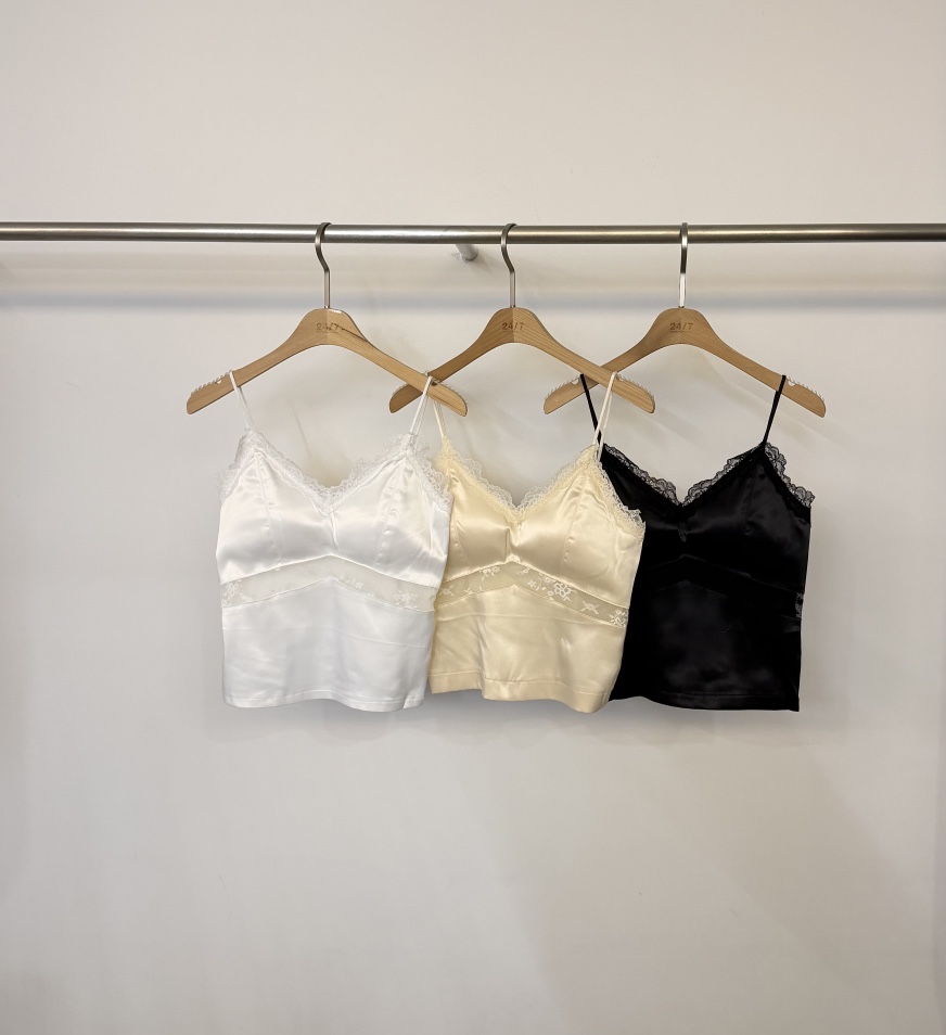 TWENTY FOUR SEVEN24-7韓國代購女裝新品推薦吊帶背心蕾絲緞面TEWNTY FOUR SEVEN24-7吊帶/背心