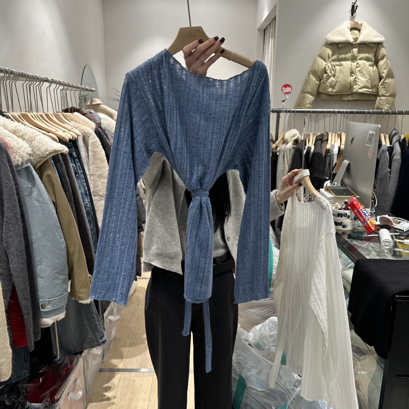 DDAY韓國直郵女裝新款熱賣26春夏職業人氣時尚針織衫含腰帶DDAY針織衫圖色2