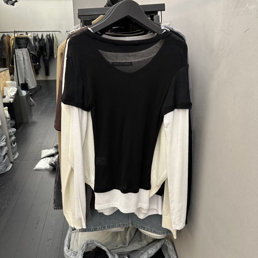 PROJECT WAVE-P韓國直郵女士新品熱賣26春夏長袖T恤天絲PROJECT WAVE長袖T恤