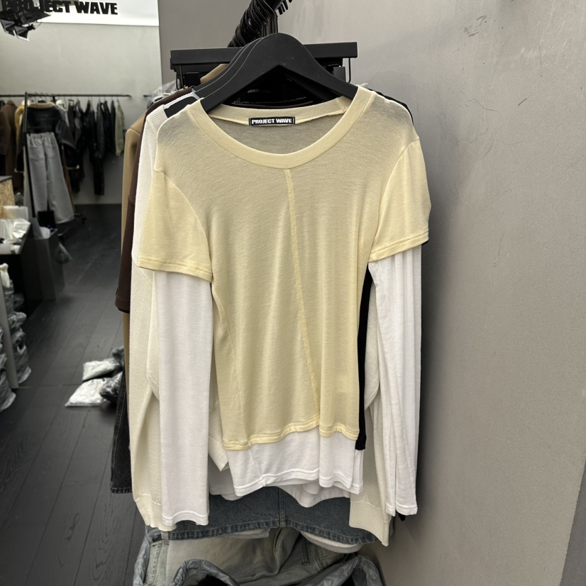 PROJECT WAVE-P韓國直郵女士新品熱賣26春夏長袖T恤天絲PROJECT WAVE長袖T恤圖色3