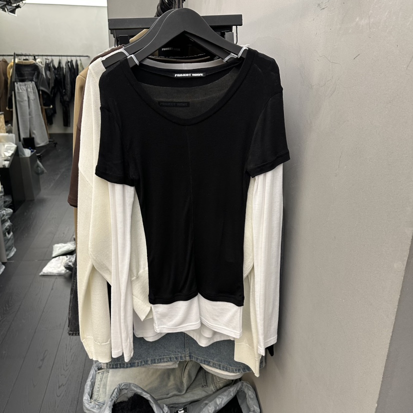 PROJECT WAVE-P韓國直郵女士新品熱賣26春夏長袖T恤天絲PROJECT WAVE長袖T恤圖色4
