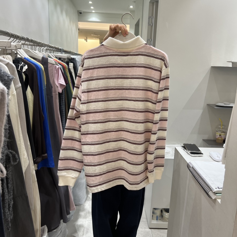 ASOME東大門直郵女士新款26春夏休閑熱賣時尚長袖T恤條紋A.SOME長袖T恤