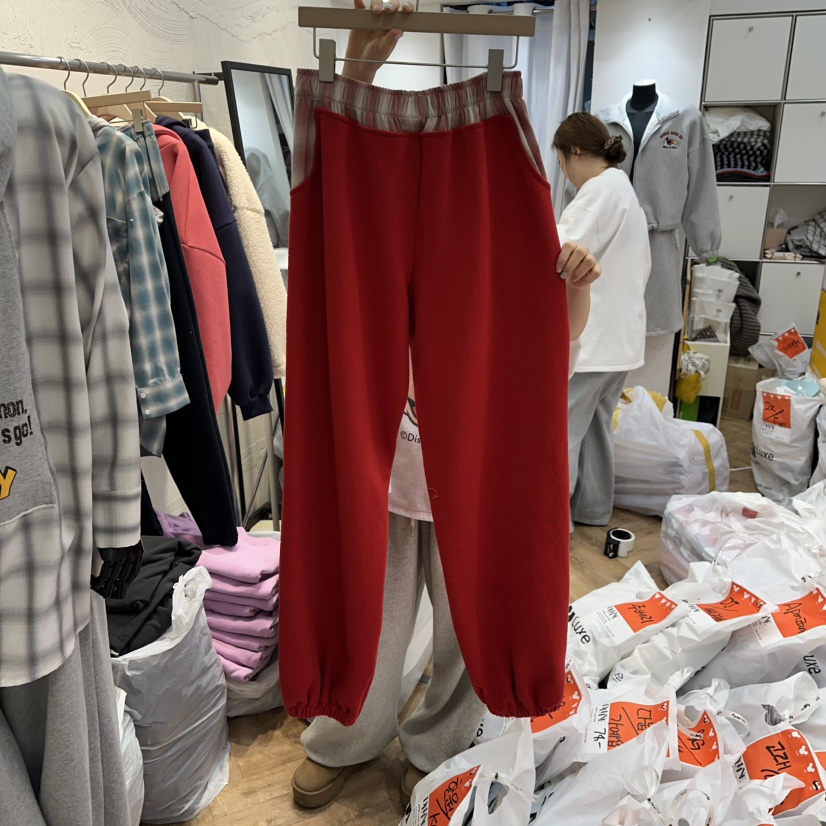 DE LINE東大門實拍女裝新款休閑時尚熱賣推薦休閑褲格紋DE LINE休閑褲