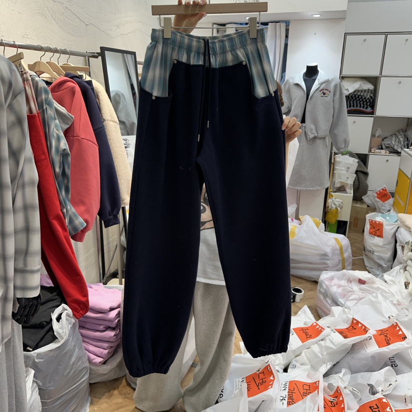 DE LINE東大門實拍女裝新款休閑時尚熱賣推薦休閑褲格紋DE LINE休閑褲圖色3