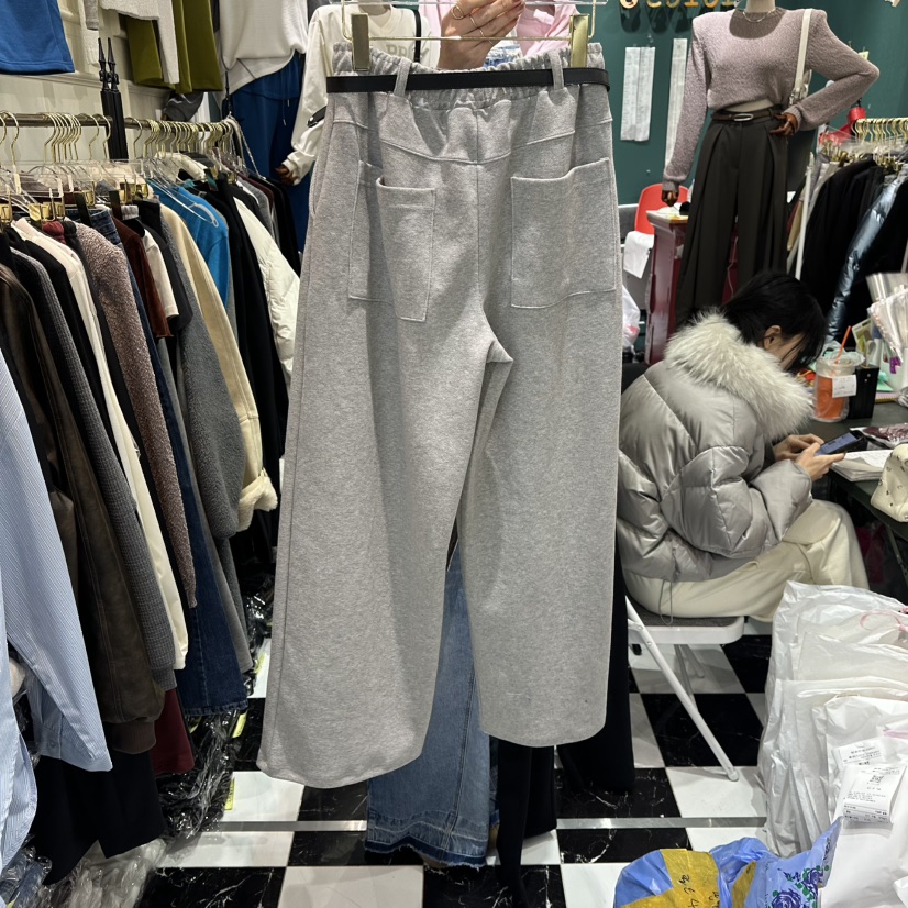 3COLOR韓國直郵女士新款職業休閑褲含腰帶Three color休閑褲