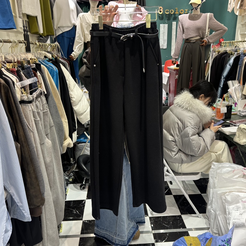 3COLOR韓國直郵女士新款職業休閑褲含腰帶Three color休閑褲圖色3