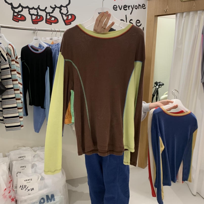 VENTI東大門代購女士新品熱賣推薦職業時尚26春季長袖T恤VENTI長袖T恤圖色2