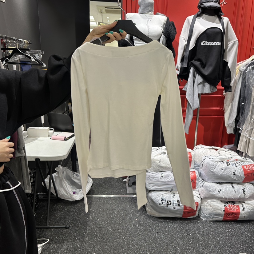 RARE CLOSET東大門代購女裝新品職業人氣休閑長袖T恤褶皺RARE CLOSET長袖T恤