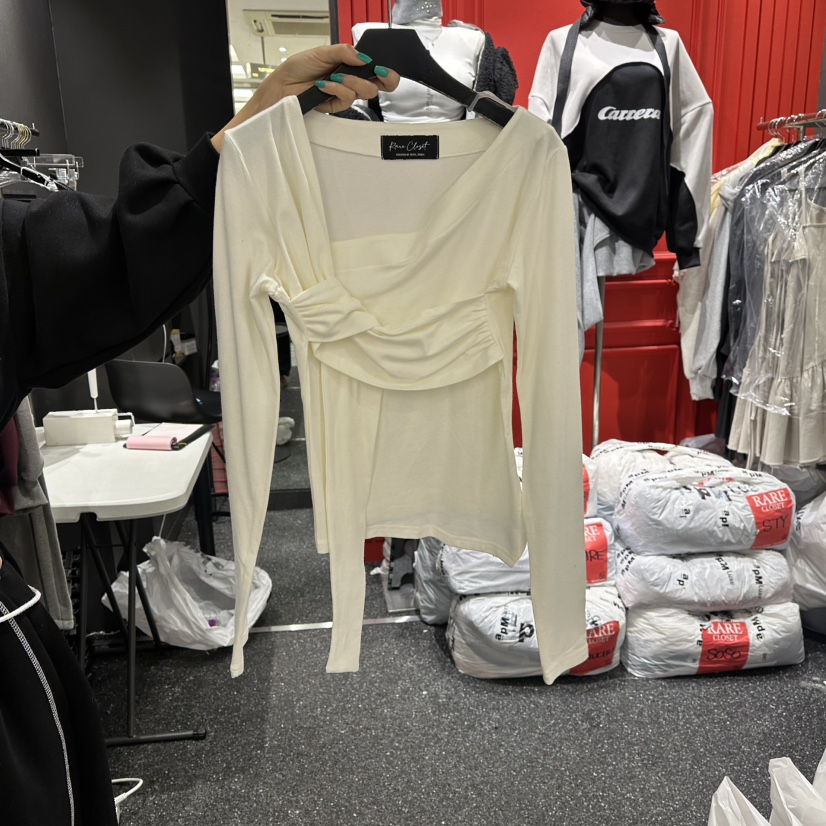 RARE CLOSET東大門代購女裝新品職業人氣休閑長袖T恤褶皺RARE CLOSET長袖T恤圖色1