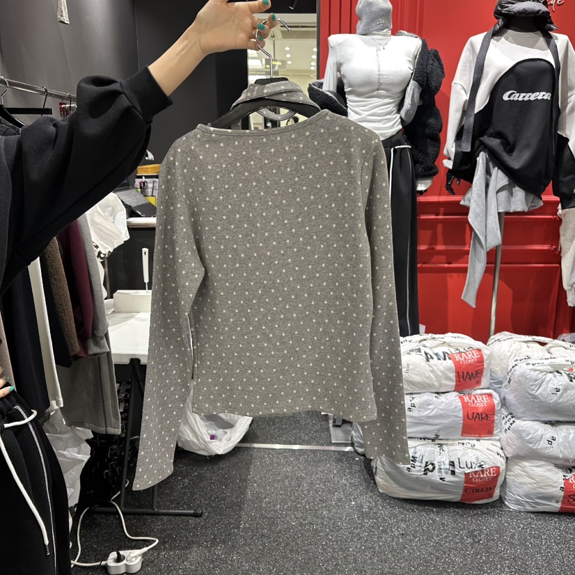 RARE CLOSET韓國直郵女士新品熱賣長袖T恤含脖帶荷葉邊開衫RARE CLOSET長袖T恤