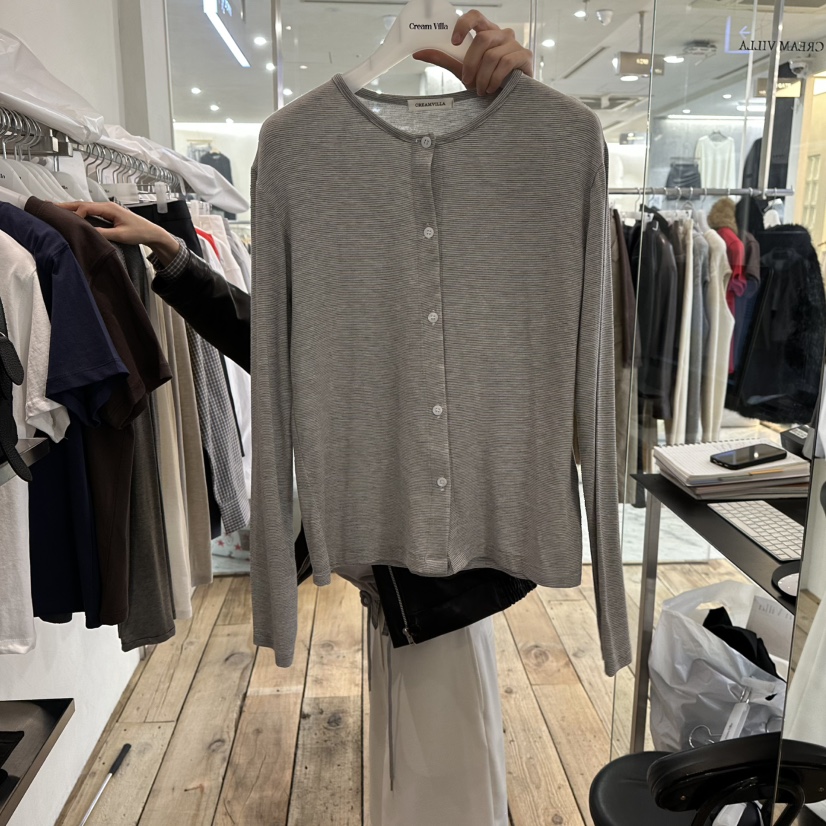 CREAM VILLA韓國代購女士新款真品長袖T恤開襟衫CREAMVILLA長袖T恤圖色1