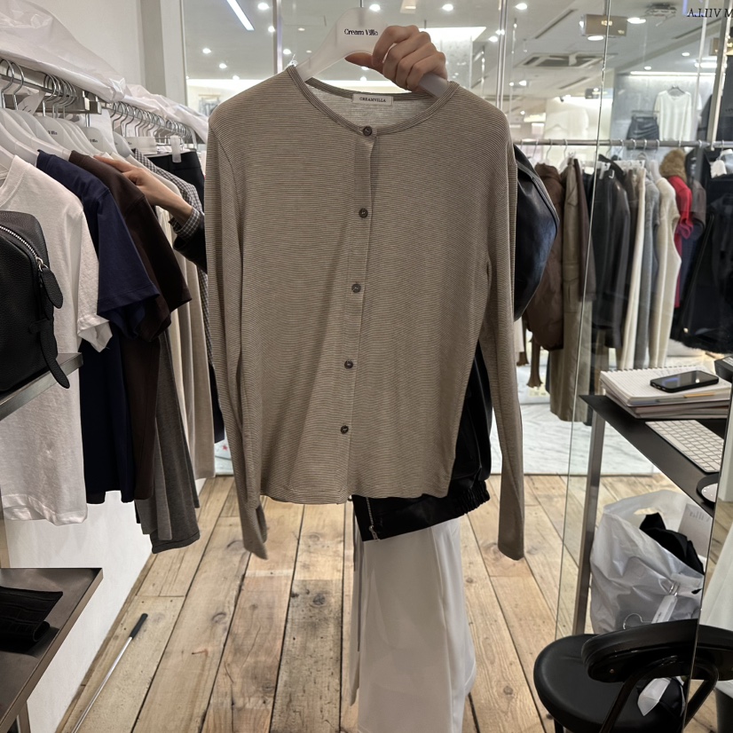 CREAM VILLA韓國代購女士新款真品長袖T恤開襟衫CREAMVILLA長袖T恤圖色2
