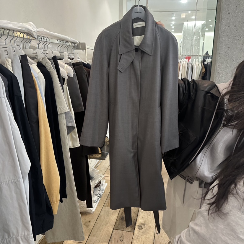 CREAM VILLA東大門實拍女裝新款職業長款風衣含腰帶CREAMVILLA長款風衣圖色1