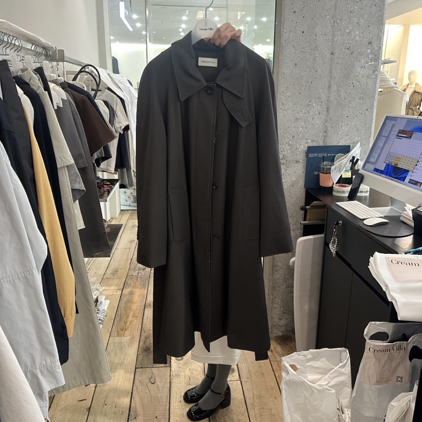 CREAM VILLA東大門實拍女裝新款職業長款風衣含腰帶CREAMVILLA長款風衣圖色2