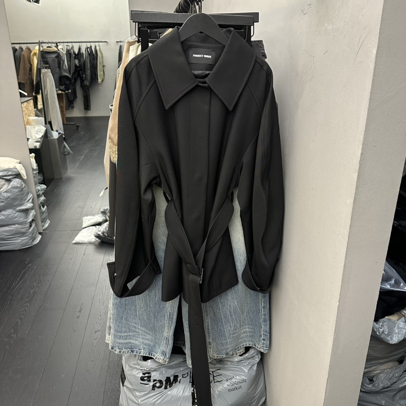 PROJECT WAVE-P東大門代購女裝新品人氣休閑夾克含腰帶PROJECT WAVE夾克圖色2