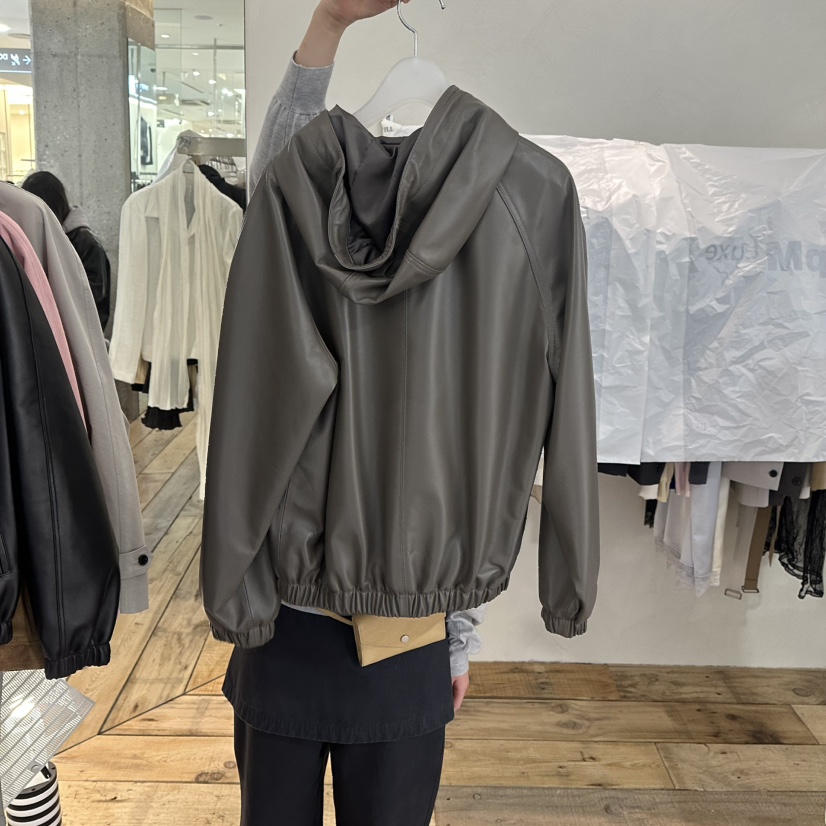 CREAM VILLA東大門實拍女士新款時尚夾克羊皮連帽CREAMVILLA夾克