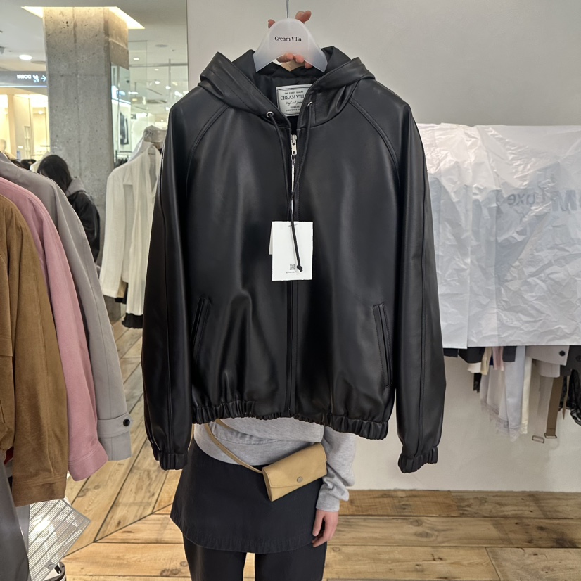 CREAM VILLA東大門實拍女士新款時尚夾克羊皮連帽CREAMVILLA夾克圖色2