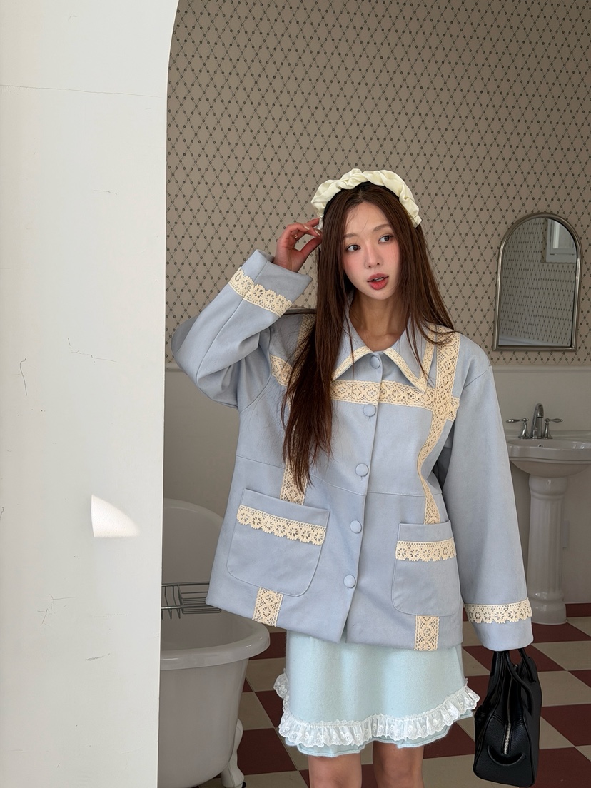 MAISONDEGLORY韓國代購女裝新款人氣真品推薦時尚夾克麂皮MAISON DE GLORY夾克