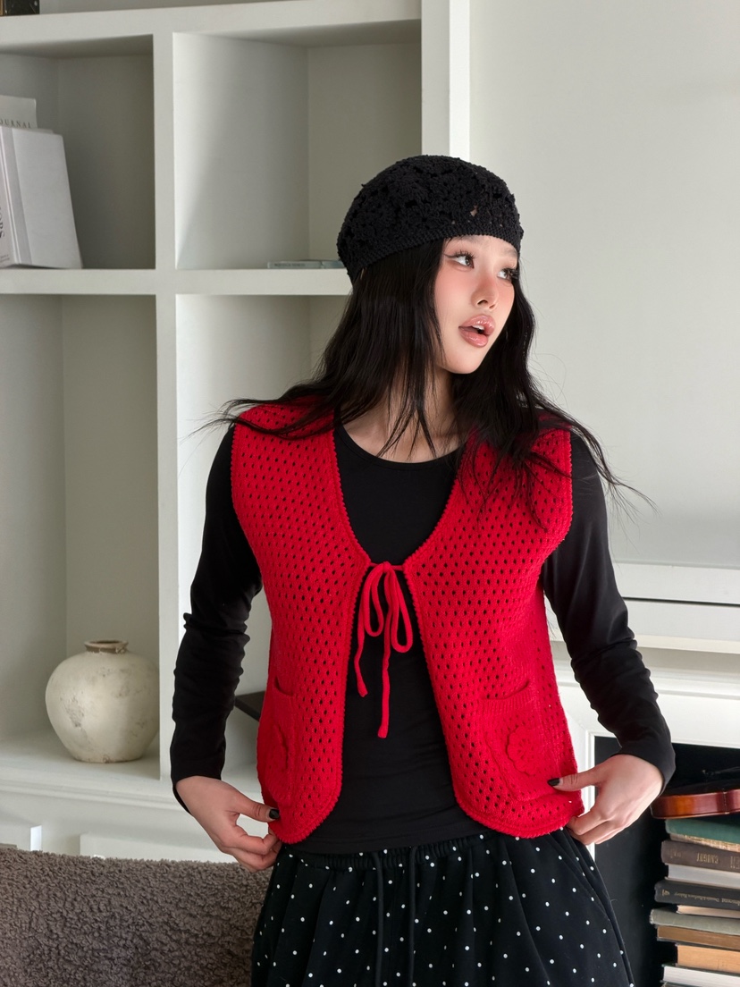 MAISONDEGLORY東大門直郵女士新款人氣休閑推薦馬甲華夫格MAISON DE GLORY馬甲