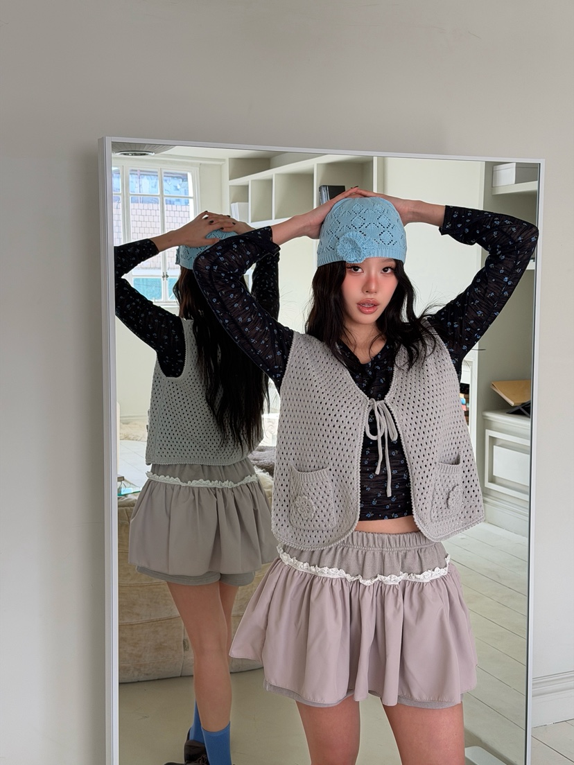 MAISONDEGLORY東大門直郵女士新款人氣休閑推薦馬甲華夫格MAISON DE GLORY馬甲