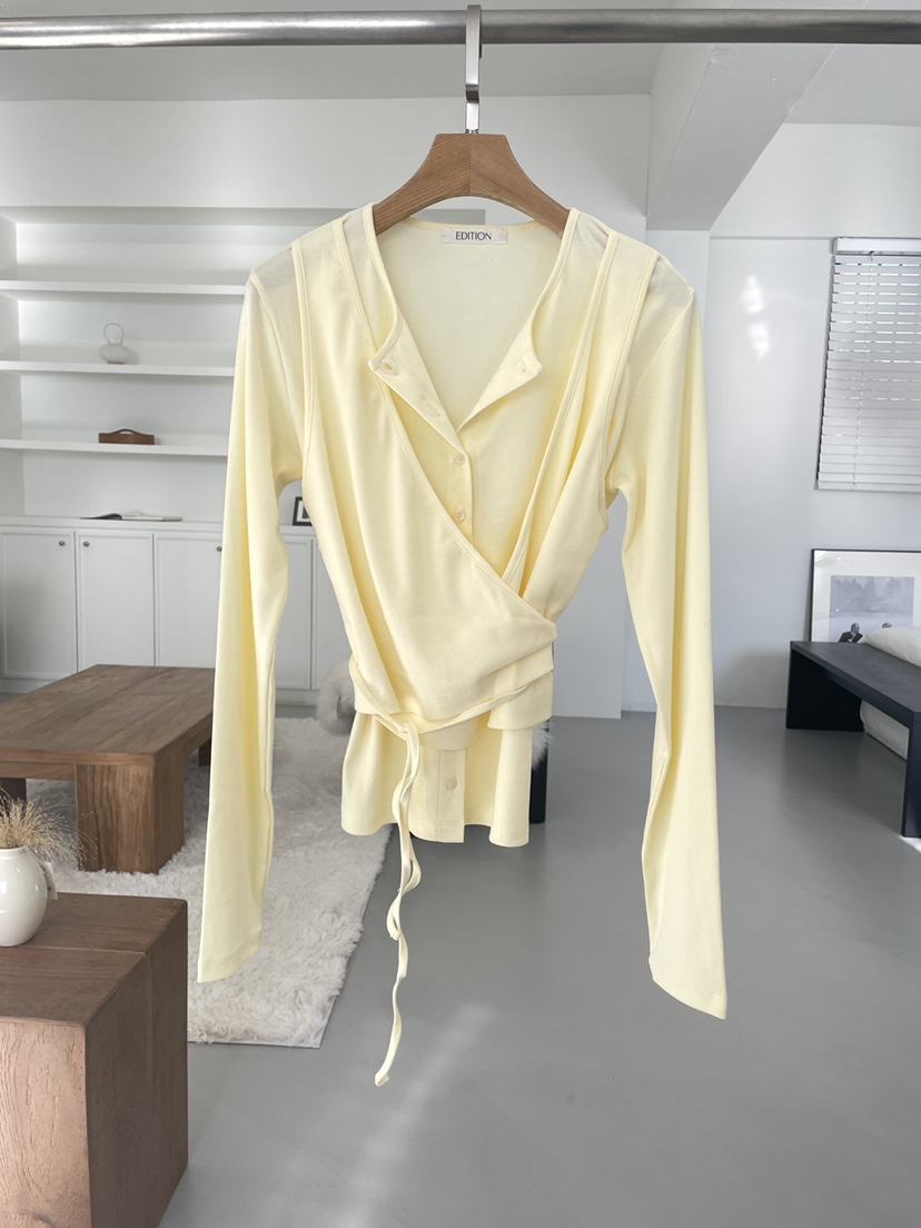 EDITION-P東大門代購女士新品時尚26春夏休閑長袖T恤羊毛衫EDITION/CHAHEE長袖T恤圖色1