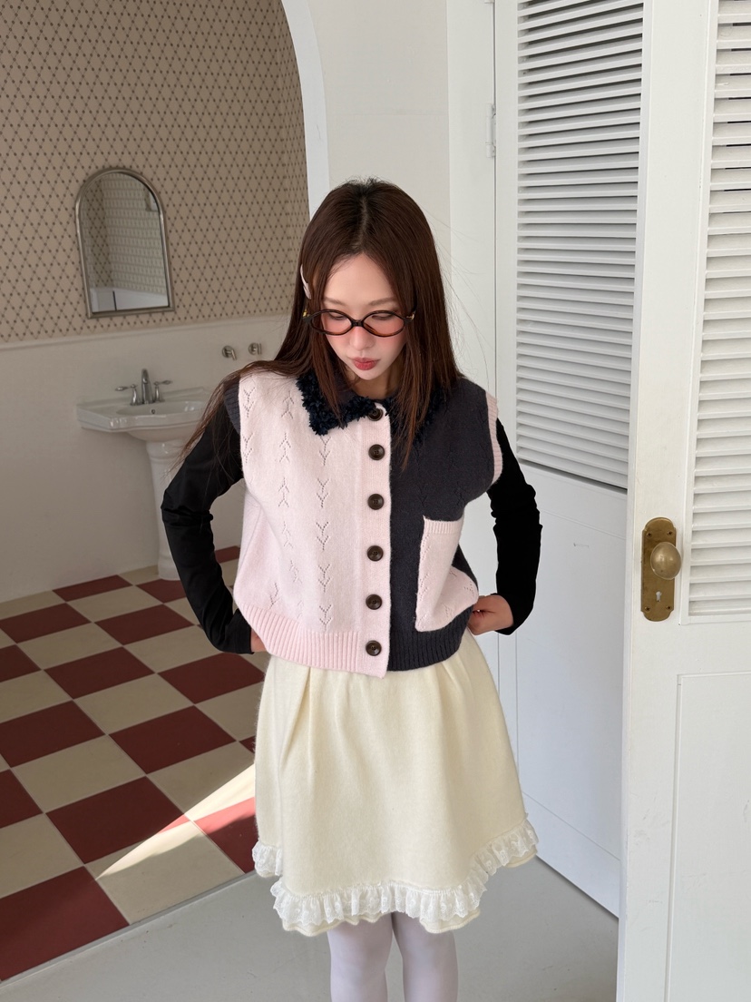 MAISONDEGLORY韓國代購女士新品26春夏推薦人氣馬甲口袋開衫MAISON DE GLORY馬甲圖色1