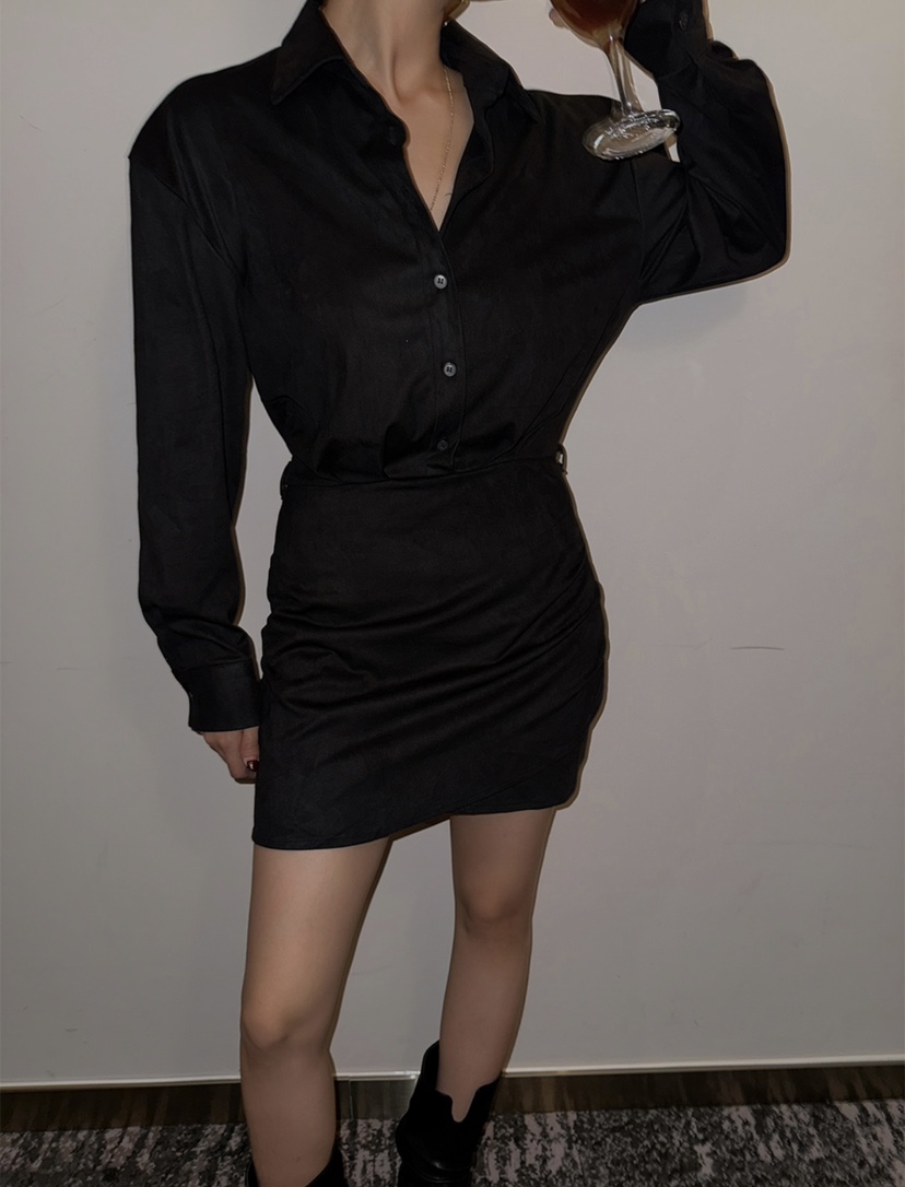 DARLUZ_MI韓國代購女士新品26春季職業時尚熱賣連衣裙絨面革DARLUZ_MI連衣裙