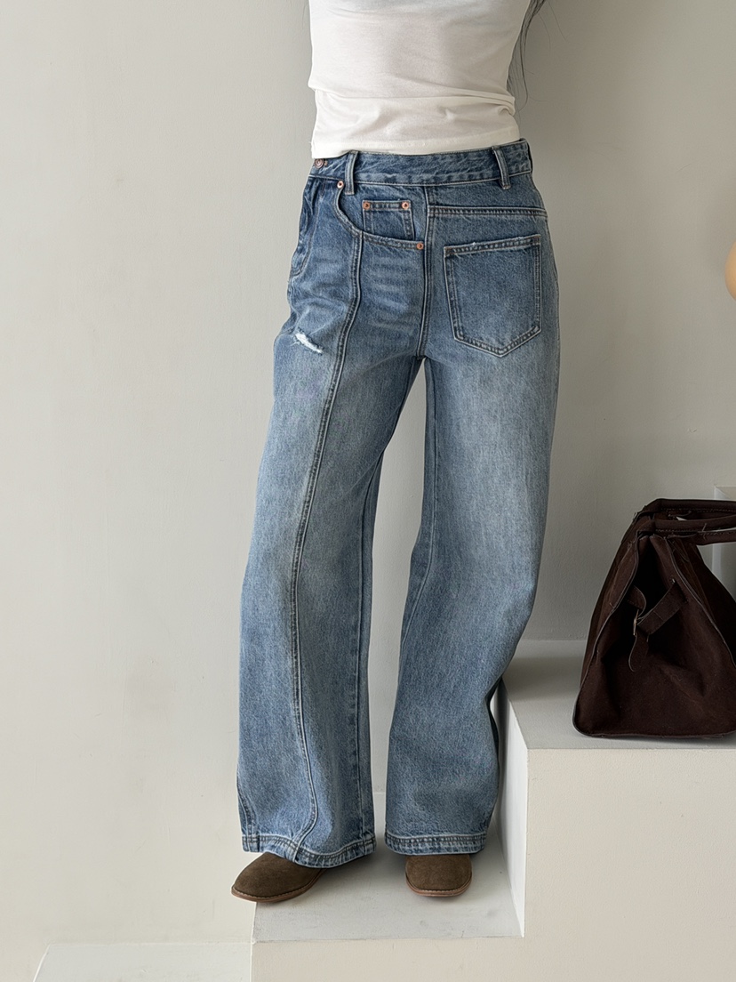 MAISONDEGLORY東大門代購女裝新品時尚熱賣職業牛仔褲紐扣MAISON DE GLORY牛仔褲