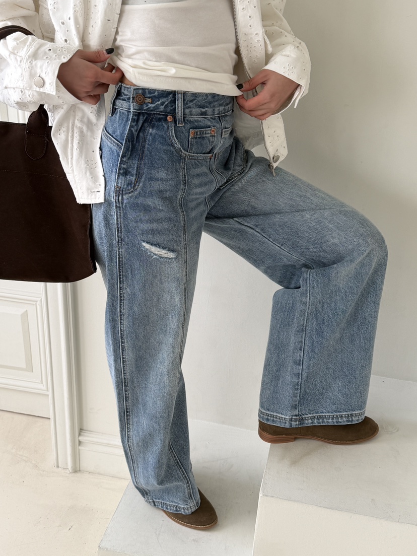 MAISONDEGLORY東大門代購女裝新品時尚熱賣職業牛仔褲紐扣MAISON DE GLORY牛仔褲