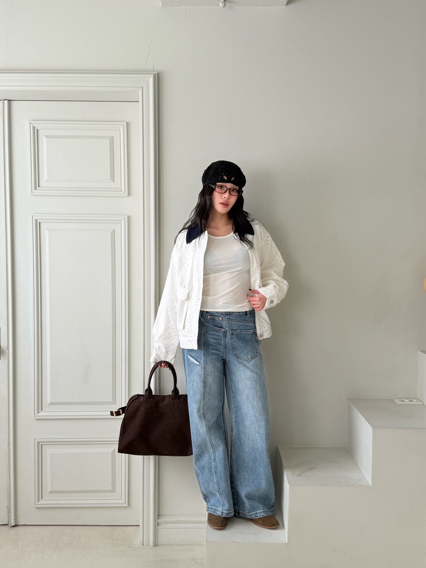 MAISONDEGLORY東大門代購女裝新品時尚熱賣職業牛仔褲紐扣MAISON DE GLORY牛仔褲