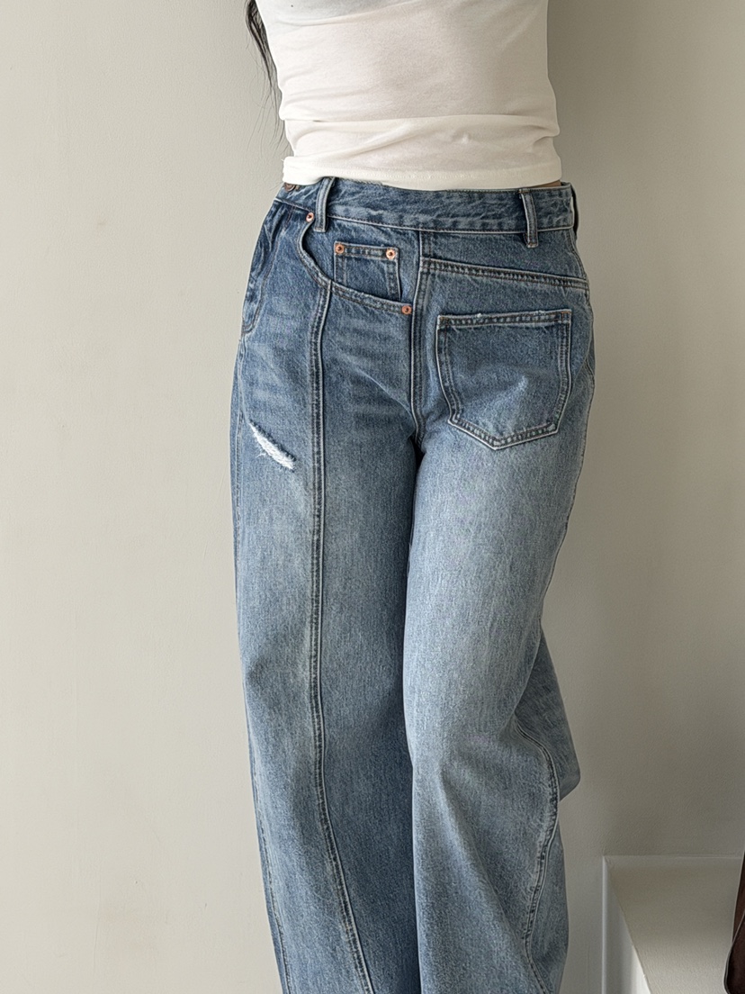 MAISONDEGLORY東大門代購女裝新品時尚熱賣職業牛仔褲紐扣MAISON DE GLORY牛仔褲