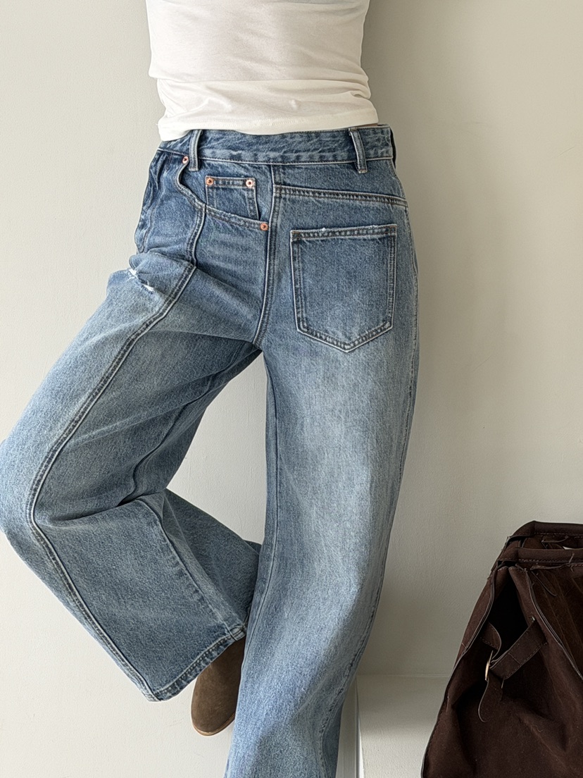 MAISONDEGLORY東大門代購女裝新品時尚熱賣職業牛仔褲紐扣MAISON DE GLORY牛仔褲