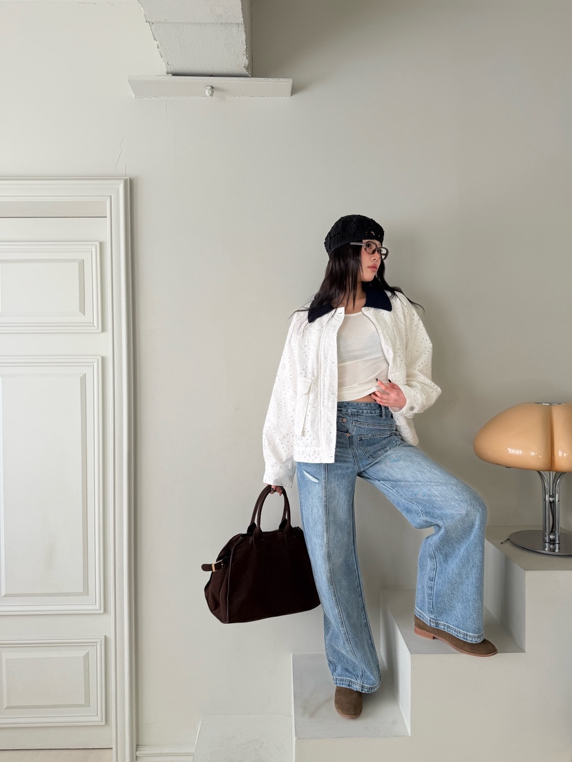 MAISONDEGLORY東大門代購女裝新品時尚熱賣職業牛仔褲紐扣MAISON DE GLORY牛仔褲