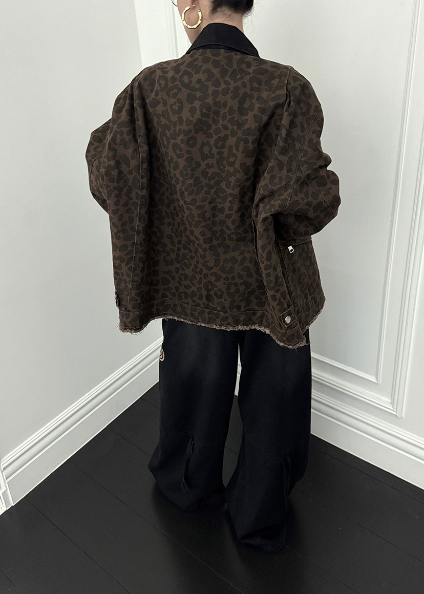 OURWAVE/OUR ROOM東大門實拍女裝新品時尚夾克豹紋短款Our Wave/Our Room夾克
