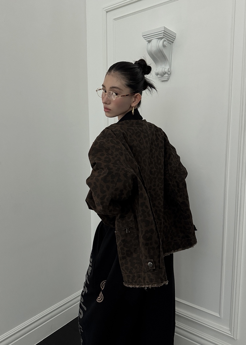 OURWAVE/OUR ROOM東大門實拍女裝新品時尚夾克豹紋短款Our Wave/Our Room夾克