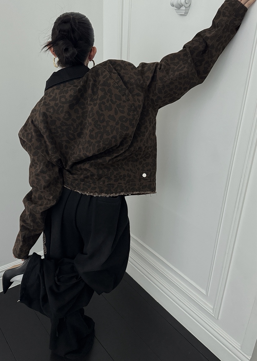 OURWAVE/OUR ROOM東大門實拍女裝新品時尚夾克豹紋短款Our Wave/Our Room夾克