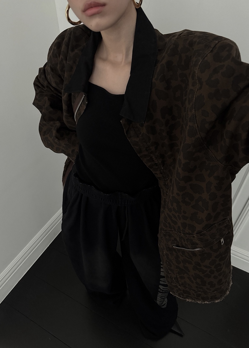 OURWAVE/OUR ROOM東大門實拍女裝新品時尚夾克豹紋短款Our Wave/Our Room夾克