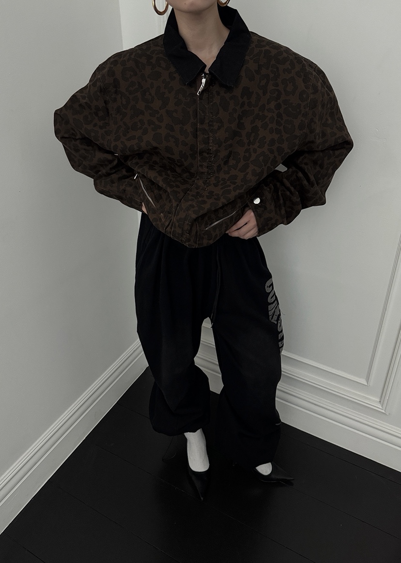 OURWAVE/OUR ROOM東大門實拍女裝新品時尚夾克豹紋短款Our Wave/Our Room夾克