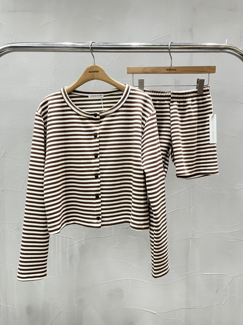 INSSENSE-A東大門代購女裝新品26春季休閑長袖T恤開衫條紋INSSENSE-A長袖T恤