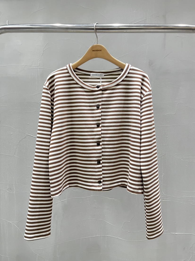 INSSENSE-A東大門代購女裝新品26春季休閑長袖T恤開衫條紋INSSENSE-A長袖T恤圖色2