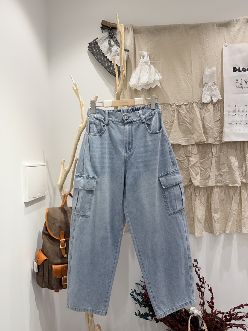 BLOOM韓國直郵女士新款時尚熱賣人氣職業休閑26春季牛仔褲口袋BLOOM-S牛仔褲圖色1