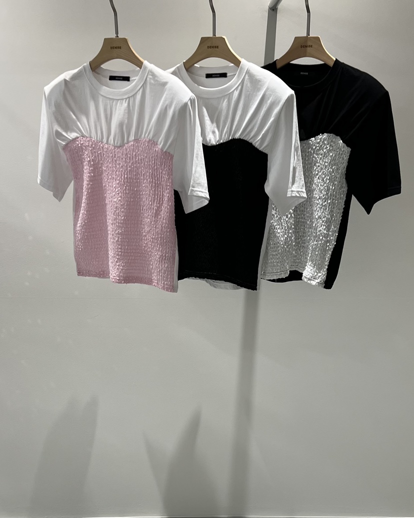 DENISE韓國直郵女裝新款人氣26春季時尚推薦休閑熱賣T恤褶皺DENISET恤