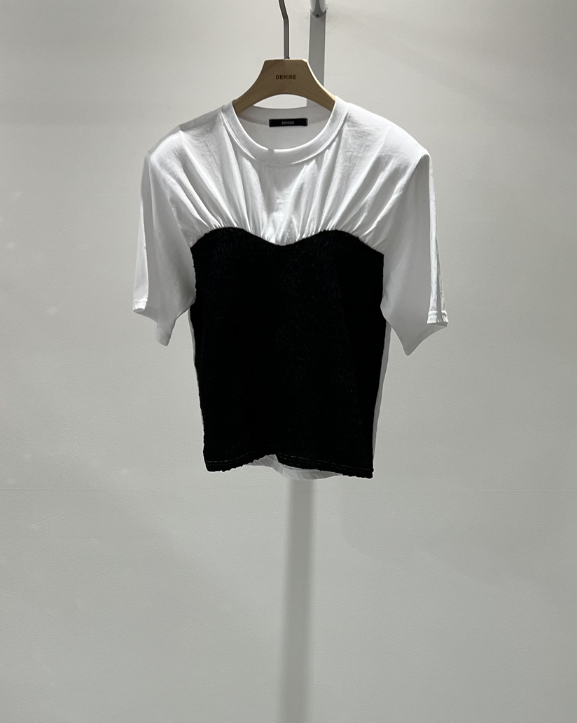 DENISE韓國直郵女裝新款人氣26春季時尚推薦休閑熱賣T恤褶皺DENISET恤圖色2