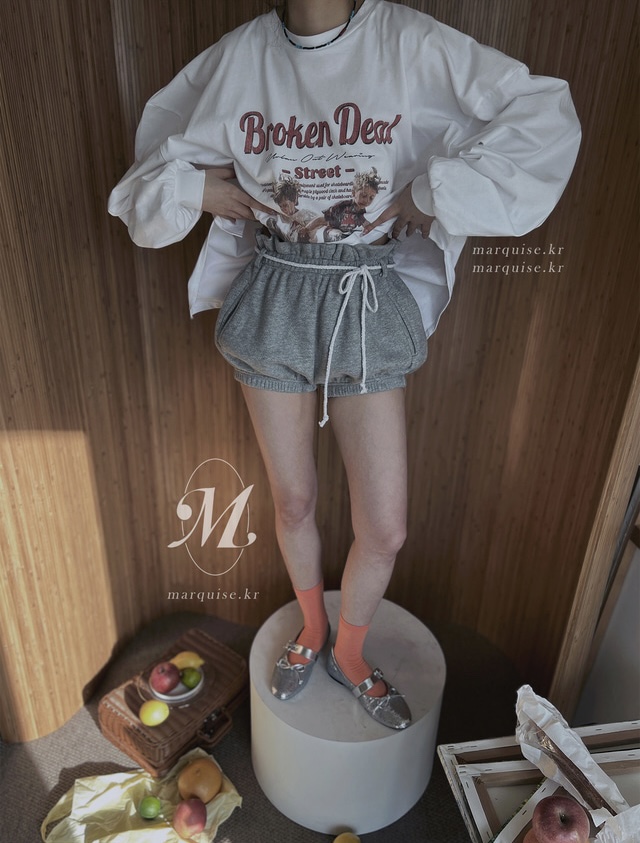 OURWAVE/OUR ROOM東大門代購女士新品休閑26春季短褲含腰繩Our Wave/Our Room短褲