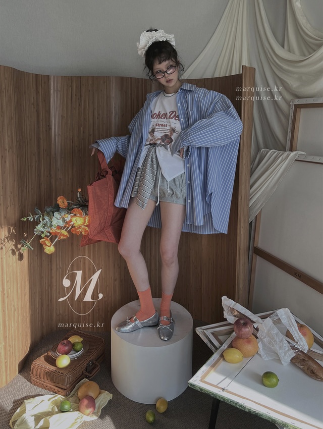 OURWAVE/OUR ROOM東大門代購女士新品休閑26春季短褲含腰繩Our Wave/Our Room短褲