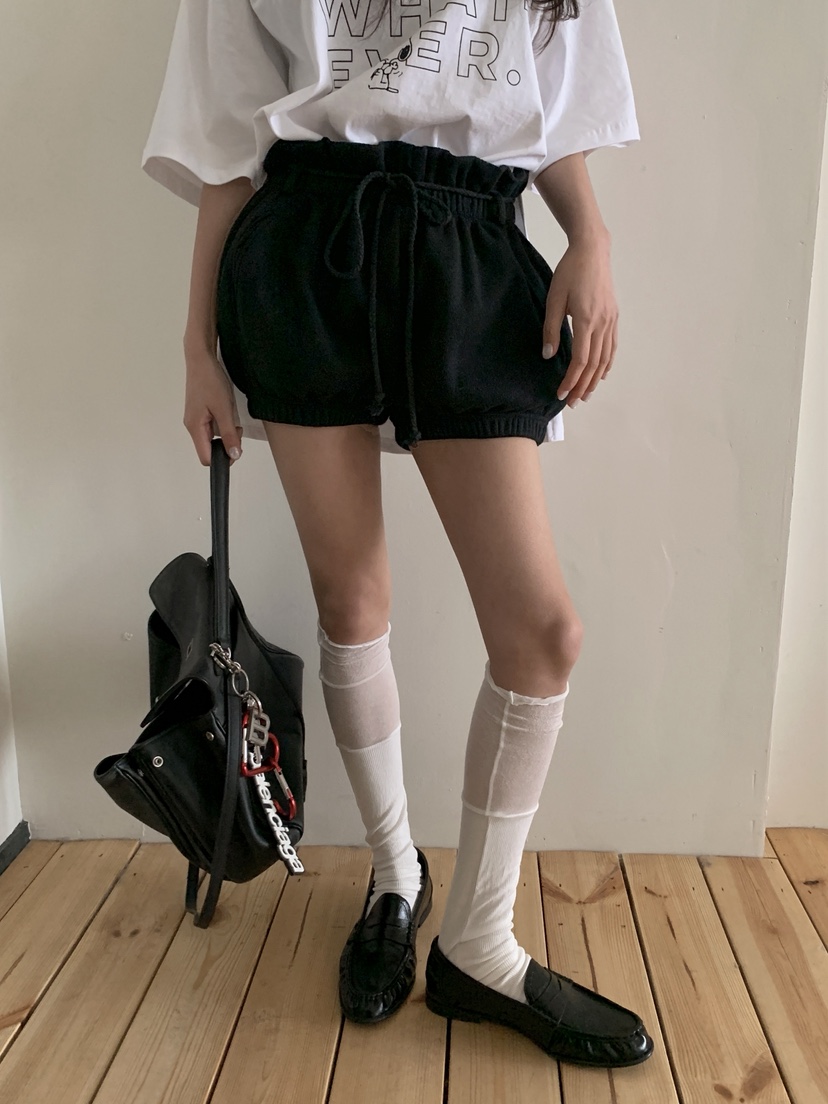 OURWAVE/OUR ROOM東大門代購女士新品休閑26春季短褲含腰繩Our Wave/Our Room短褲